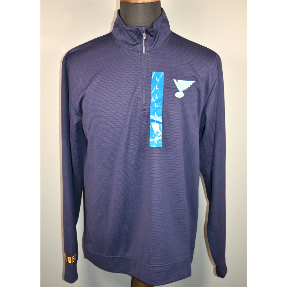 NHL St. Louis Blues Hockey 1/4 Zip Blue Pullover Men’s Size Large NEW Shirt